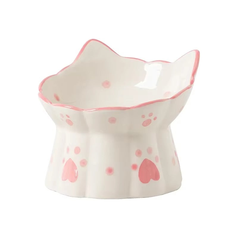Cute Paw Design Ceramic Cat Bowls
