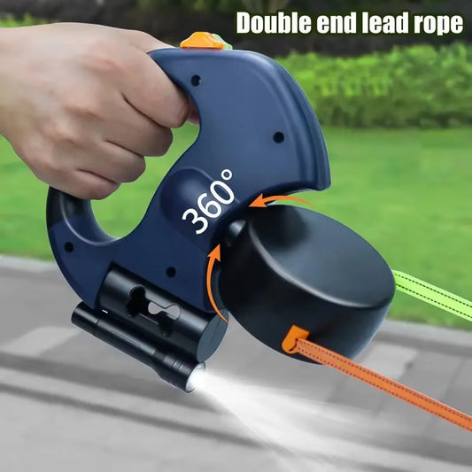 10-ft Retractable Double Dog Leash