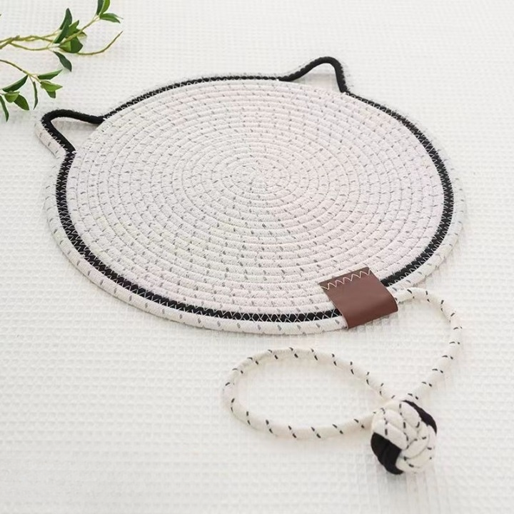 Braided Rope Cat Mat with Toy Ball