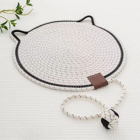 Braided Rope Cat Mat with Toy Ball