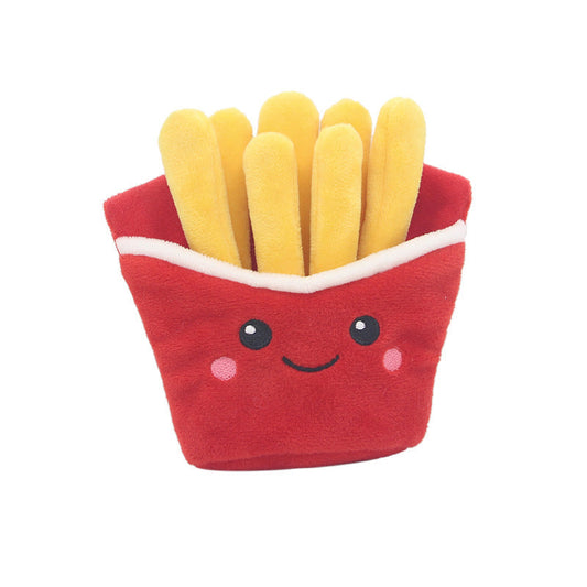 Tasty Hamburger Plush Toy with Squeaky French Fries for Pets