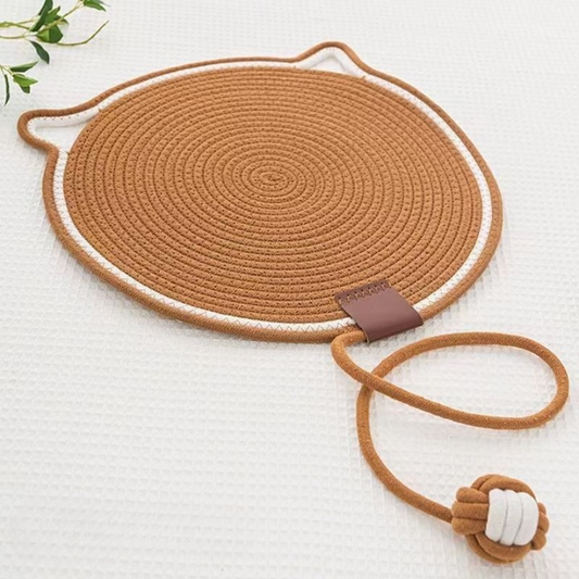 Braided Rope Cat Mat with Toy Ball