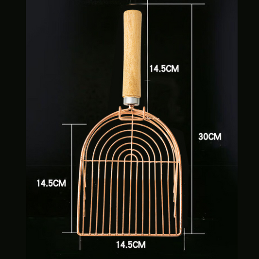 Stylish Wooden Handle Stainless Steel Cat Litter Scoop