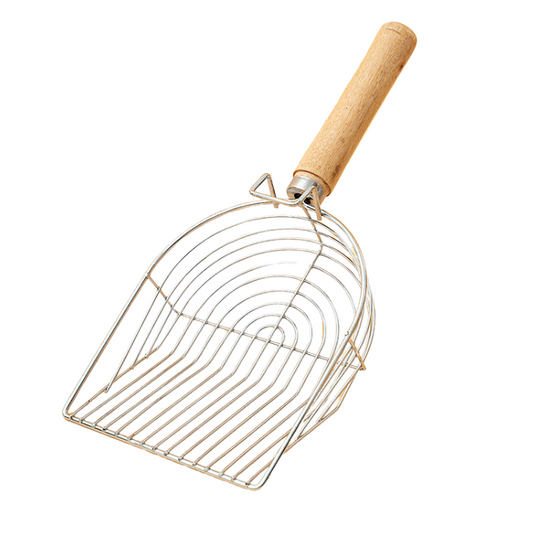 Stylish Wooden Handle Stainless Steel Cat Litter Scoop
