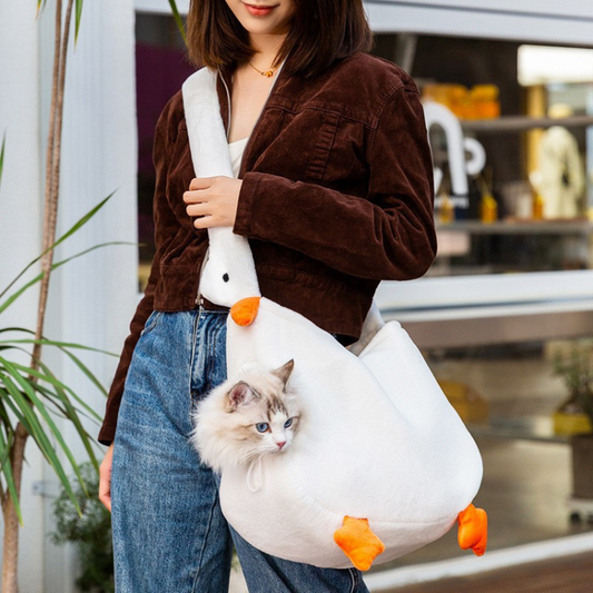 Charming Goose Plush Cat Travel Bag