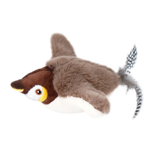 Lifelike Cat Plush Toy with Feather Accents