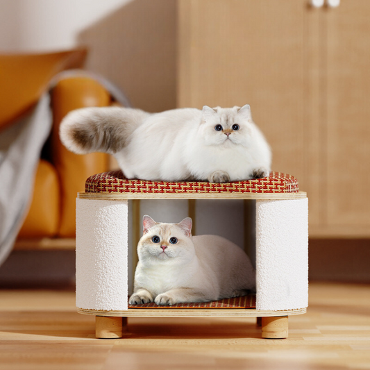 Versatile Wooden Cat Haven with Scratch Pad and Seat