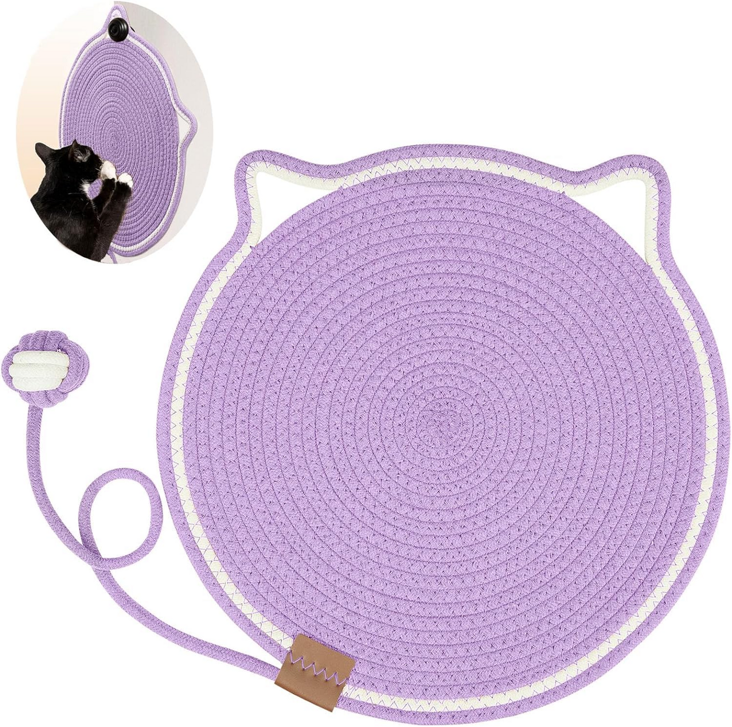 Braided Rope Cat Mat with Toy Ball