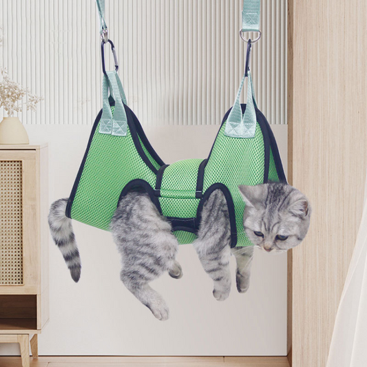 Comfortable Cat Grooming Hammock with Safety Strap for Easy Nail Care