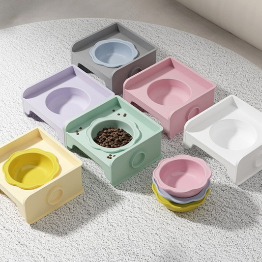 Stylish Non-Slip Ceramic Bowls for Cats with Elevated Stand