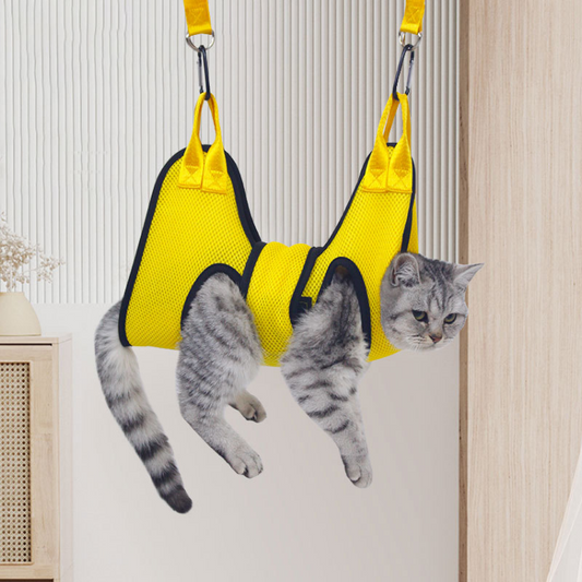 Comfortable Cat Grooming Hammock with Safety Strap for Easy Nail Care