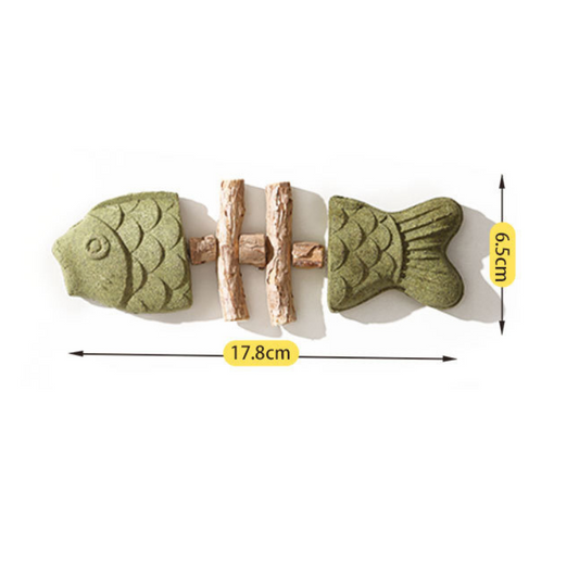 Wooden Catnip Fish Bone Teething Stick for Felines