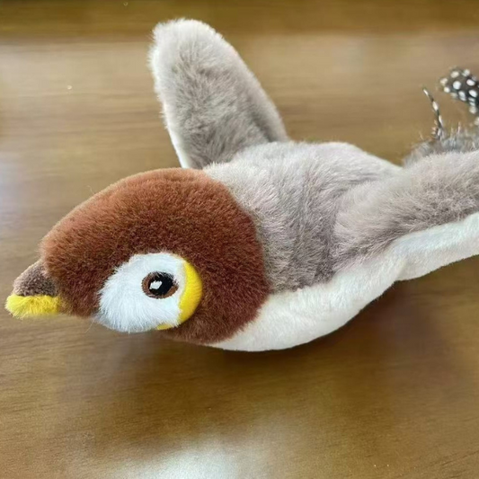 Lifelike Cat Plush Toy with Feather Accents