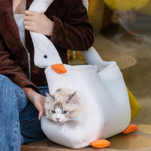 Charming Goose Plush Cat Travel Bag