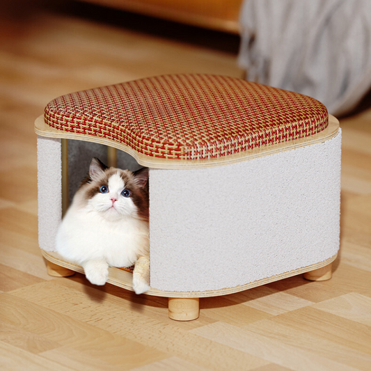 Versatile Wooden Cat Haven with Scratch Pad and Seat