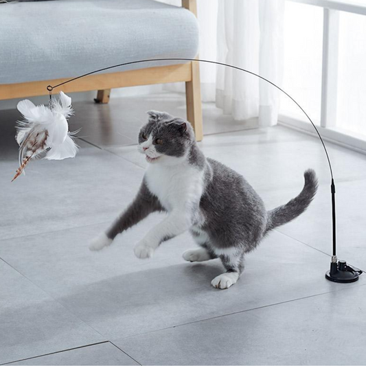 Interactive Feather Teaser Toy for Cats with Suction Base