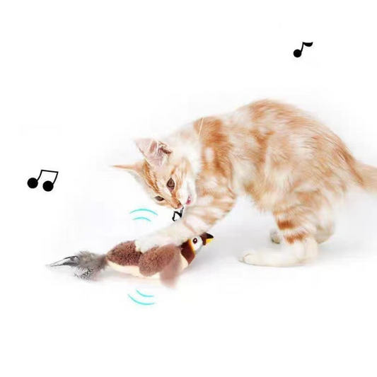 Lifelike Cat Plush Toy with Feather Accents