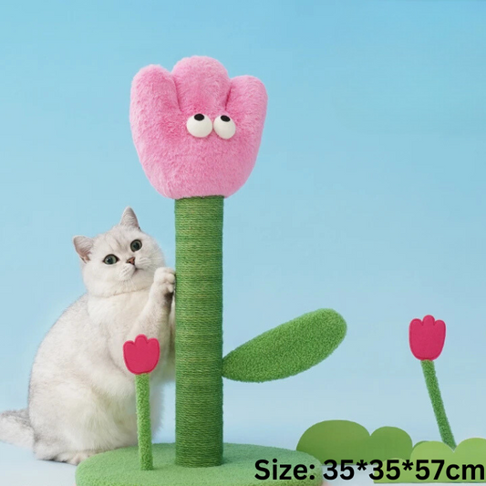 Charming Floral Cat Scratching Post with Interactive Toy