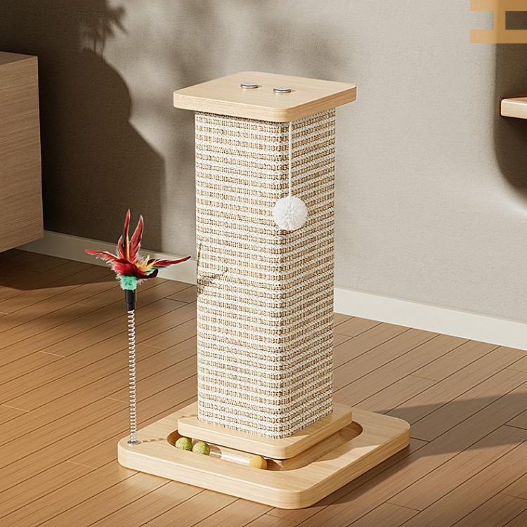 Chic Cat Scratching Post with Interactive Toy