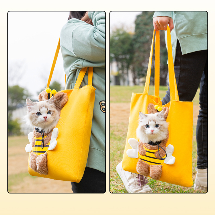 Adorable Bee-Themed Canvas Travel Tote for Cats