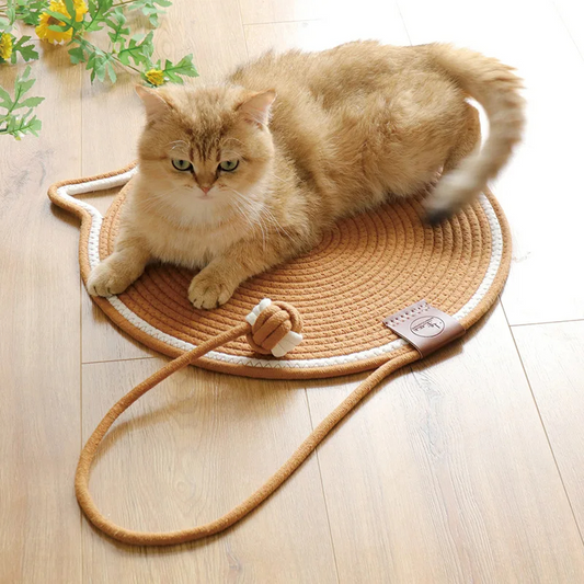 Braided Rope Cat Mat with Toy Ball