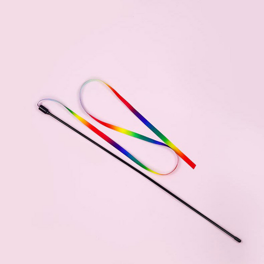Vibrant Rainbow Wand Teaser for Cats