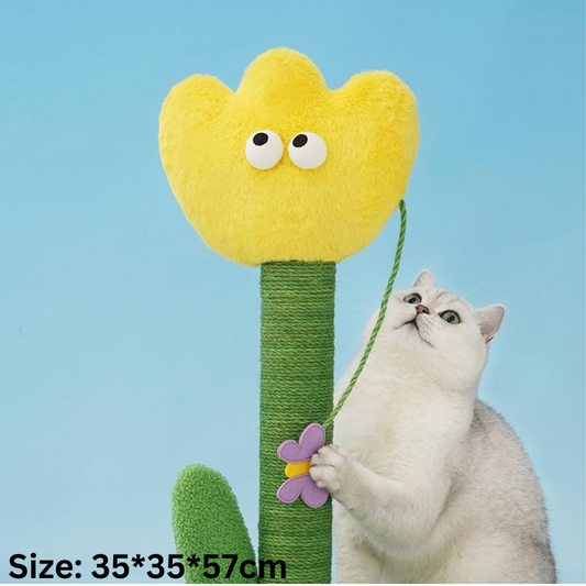 Charming Floral Cat Scratching Post with Interactive Toy