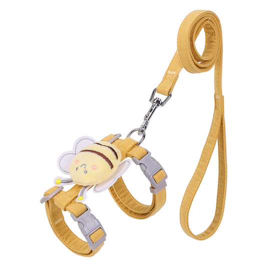 Adjustable Cat Leash Harness Set with Adorable Bee Design