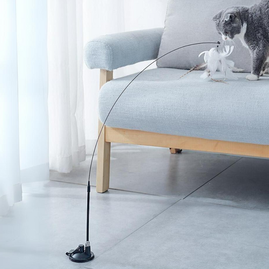 Interactive Feather Teaser Toy for Cats with Suction Base