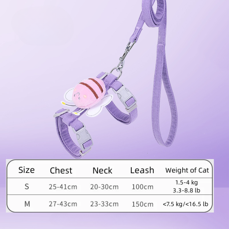 Adjustable Cat Leash Harness Set with Adorable Bee Design