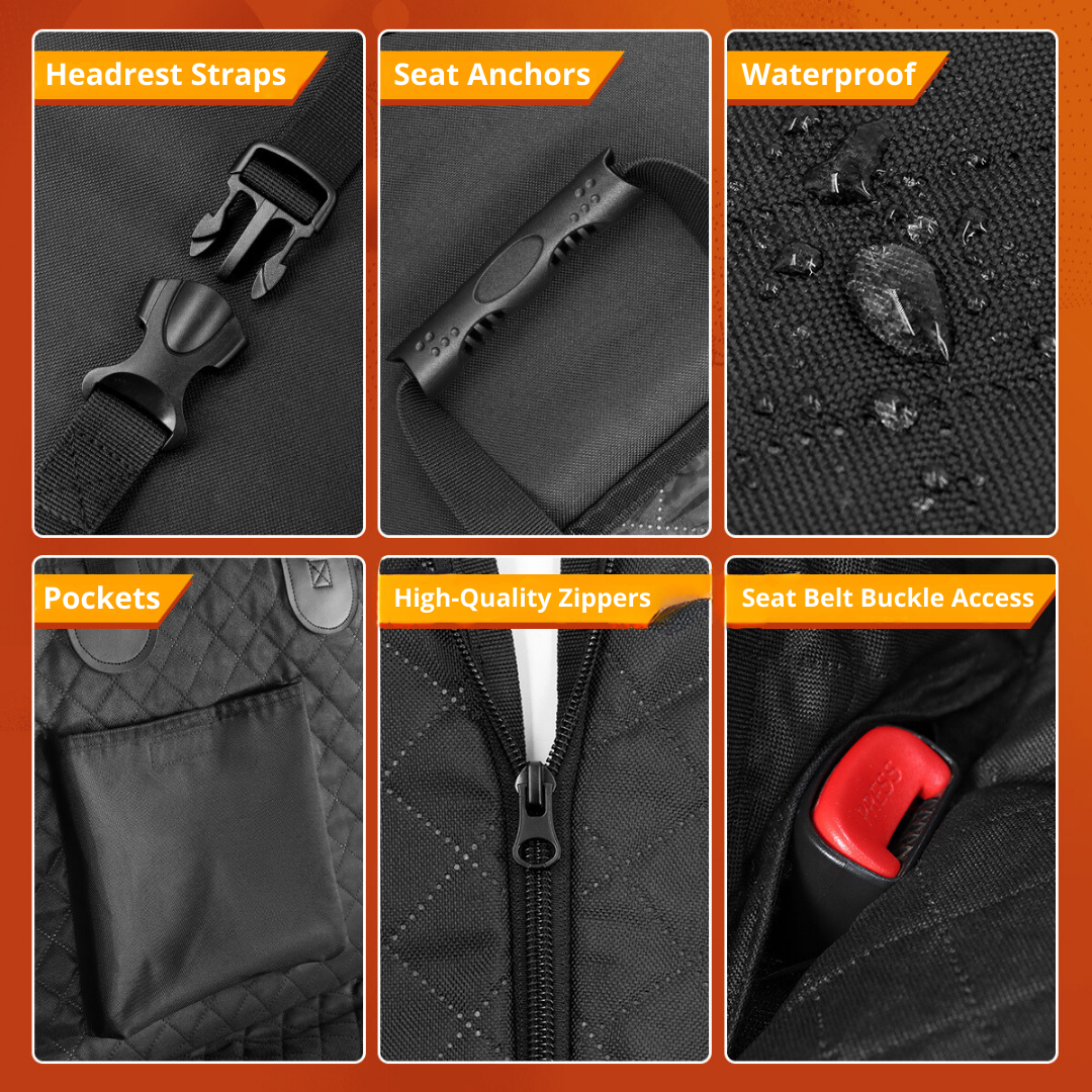 Ultimate Waterproof Pet Car Hammock with Storage & Safety Features