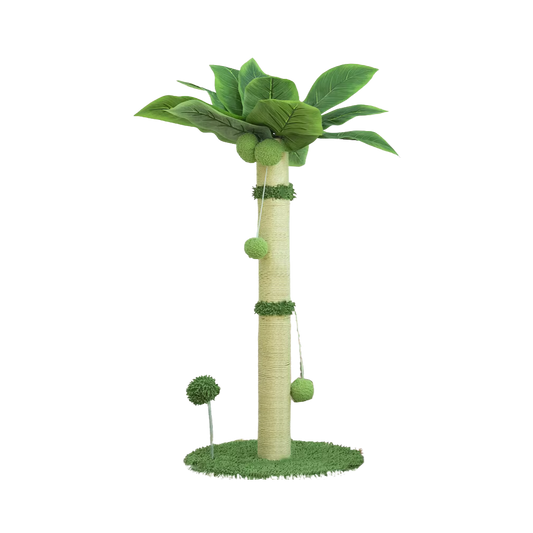 Whimsical Cat Scratching Tower with Natural Elements