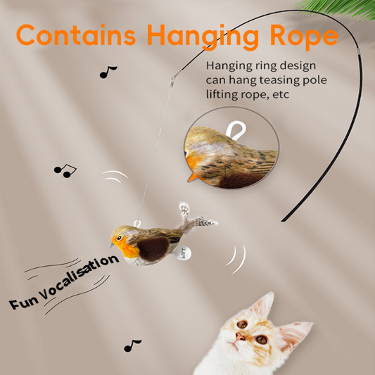 Engaging Interactive Cat Toy with Realistic Bird Sounds & Feathers