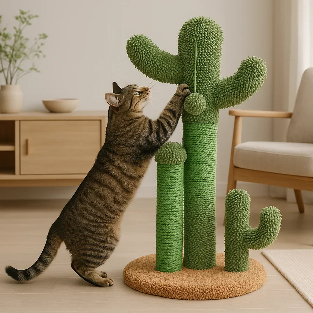 Stylish Cactus-Inspired Cat Scratching Post for Happy Paws