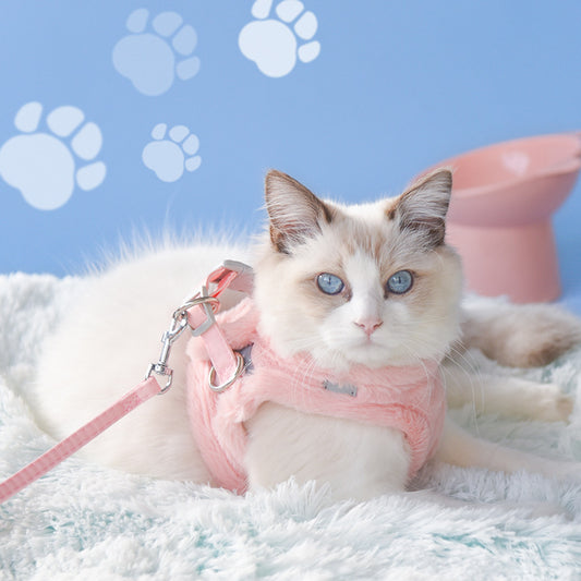 Luxury Plush Cat Harness & Leash Set