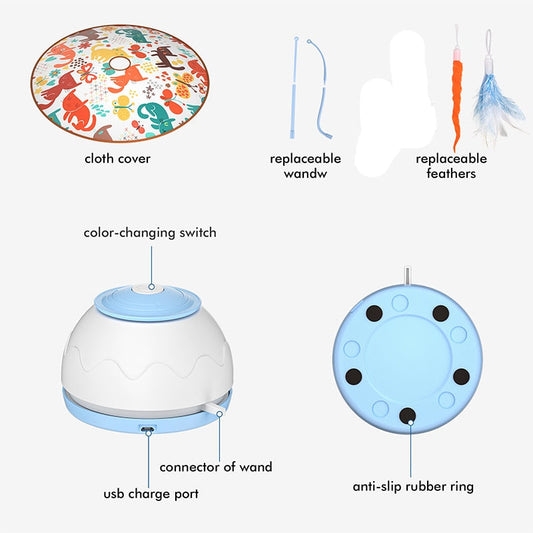 USB Rechargeable Rotating Feather Cat Play Toy for Fun