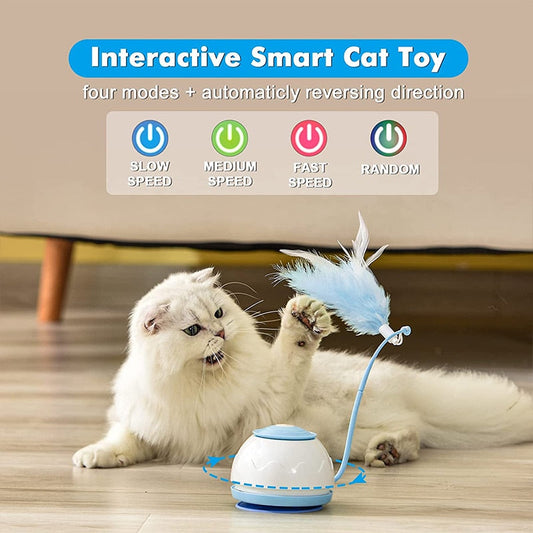 USB Rechargeable Rotating Feather Cat Play Toy for Fun