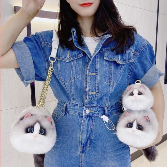 Charming Cat-Inspired Puffy Handbag for Cat Lovers