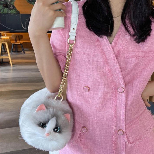 Charming Cat-Inspired Puffy Handbag for Cat Lovers