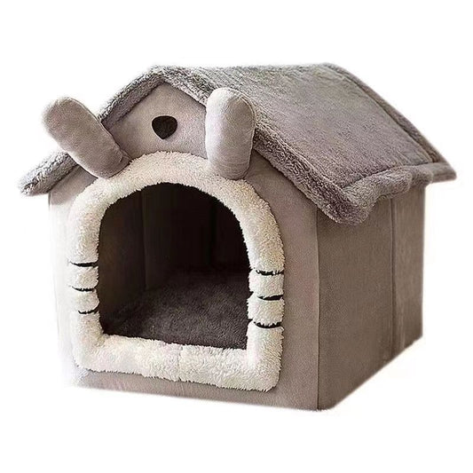 Warm and Inviting Gray Cat Hideaway Bed