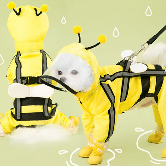 Charming Yellow Bee Raincoat for Your Puppy