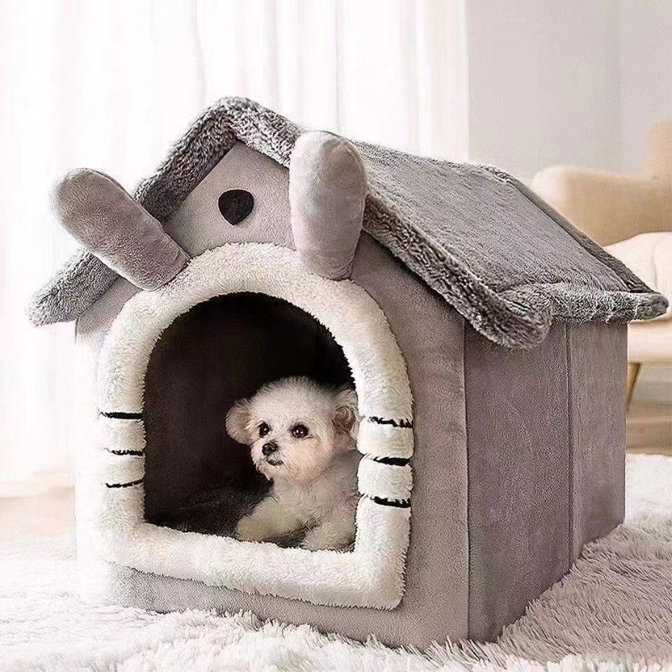 Warm and Inviting Gray Cat Hideaway Bed