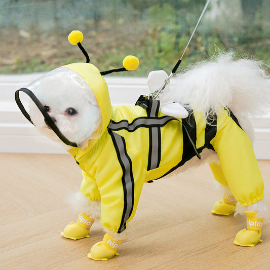 Charming Yellow Bee Raincoat for Your Puppy