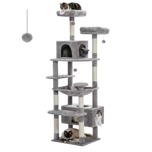 Chic Cat Haven: Stylish Cat Tower with Scratching Posts & Cozy Retreats