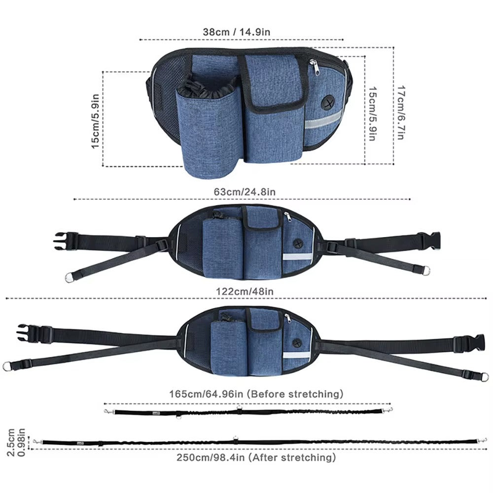 Hands-Free Dog Walking Belt & Bungee Leash Set