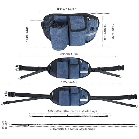 Hands-Free Dog Walking Belt & Bungee Leash Set