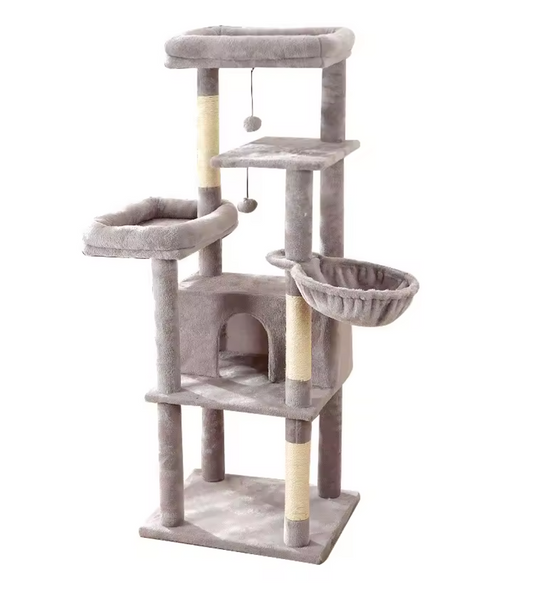 Chic Cat Haven: Stylish Cat Tower with Scratching Posts & Cozy Retreats