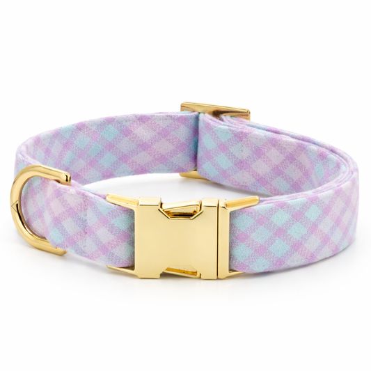 Charming Pastel Plaid Dog Collar