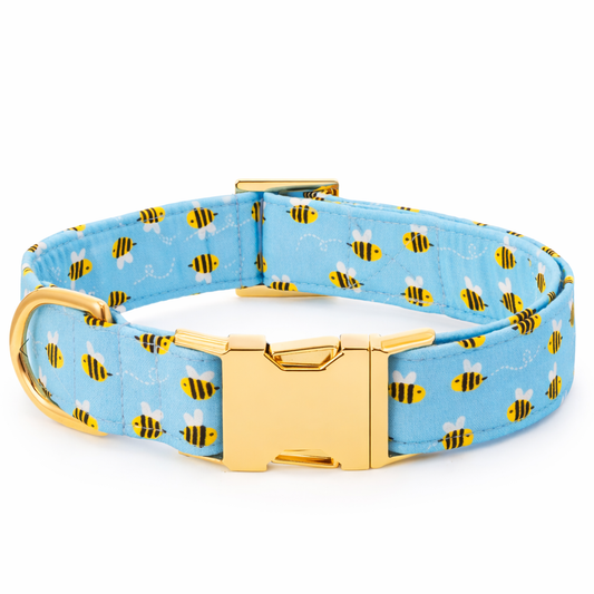 Buzzing Bee Pattern Dog Collar for Stylish Walks