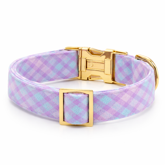 Charming Pastel Plaid Dog Collar
